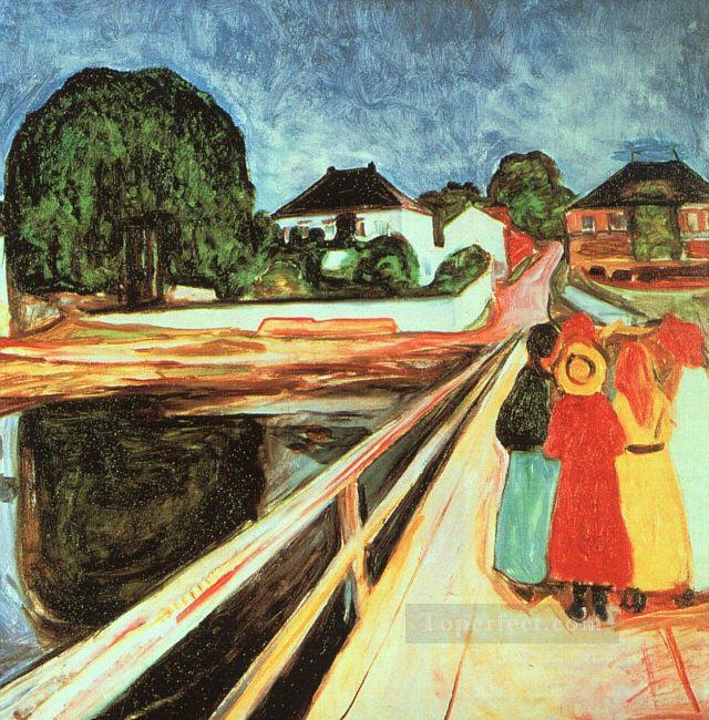 girls on a bridge 1900 Edvard Munch Expressionism Oil Paintings